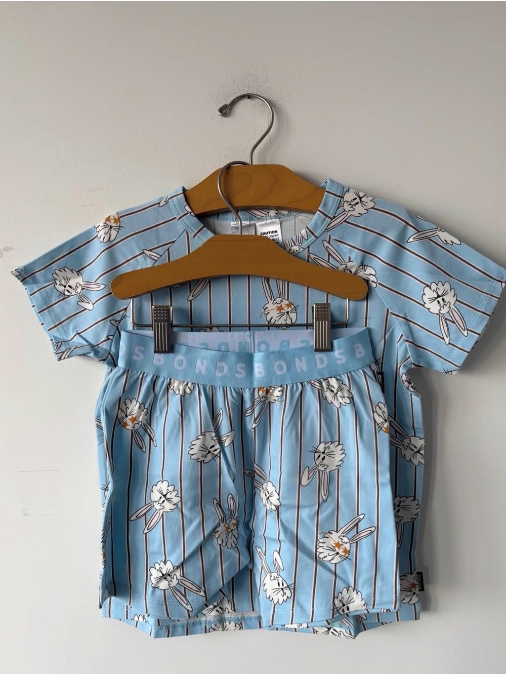 Bonds Light Blue Bunny Stripe Kids Pajama Set